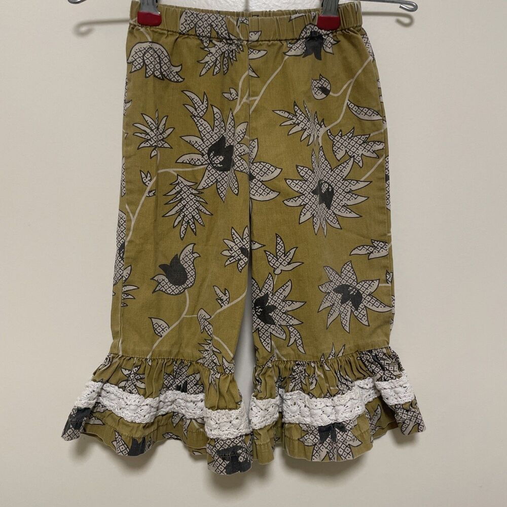 Mustard Pie Girls Ruffle Pants Size 12 Months Boho Lace Trim Fall Colors Palazzo